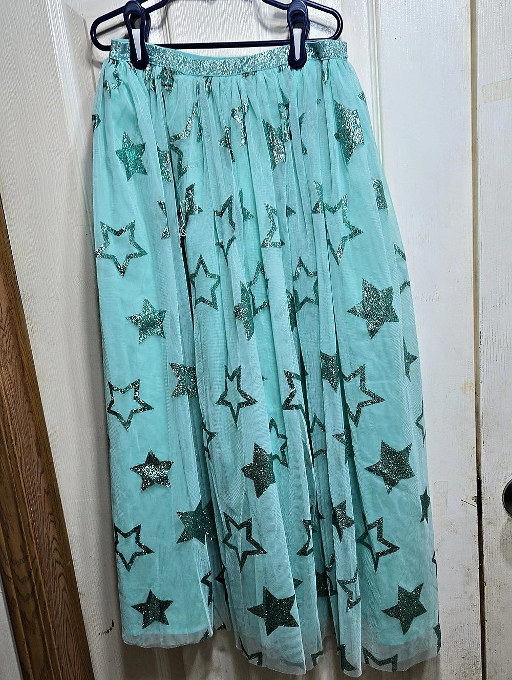 Star Print Long Skirt in Blue Like New